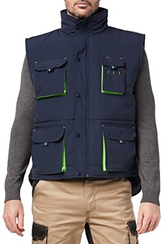 Velilla 205902; Gilet imbottito bicolore multitasche; colore blu navy e verde lime; taglia S