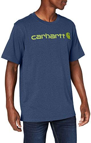 Carhartt T-Shirt Pesante, Vestibilità Comoda, Manica Corta, Grafica Del Logo, Uomo, Blu (Blu Cobalto Scuro Heather), M