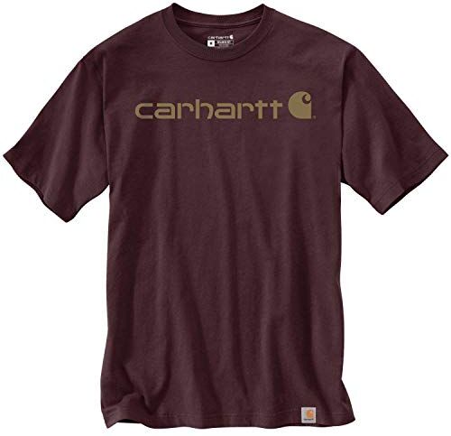 Carhartt T-Shirt Pesante, Vestibilità Comoda, Manica Corta, Grafica Del Logo, Uomo, Rosso (Porto), XS