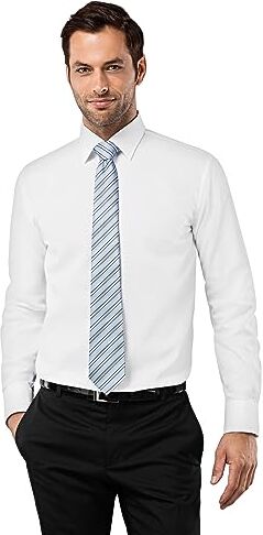 Vincenzo Boretti Camicia Uomo Eleganti, Taglio Normale/Regular-Fit, Collo Classico, Manica Lunga, in Tinta Unita Non Stiro/Non-Iron Bianco 43-44