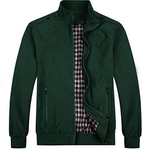 Allthemen Giubbotto da uomo leggero giacca militare comodo giacca casual primavera autunno Aviatore collo alto estate verde M