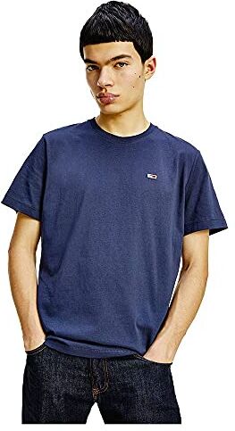 Tommy Jeans TJM SLIM JERSEY C NECK EXT, S/S Knit Tops Uomo, Blu (Twilight Navy), XXS