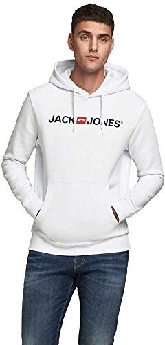 Jack & Jones Jjecorp Logo Sweat Hood Noos Regular Fit Felpa con Cappuccio, White, XL Uomo