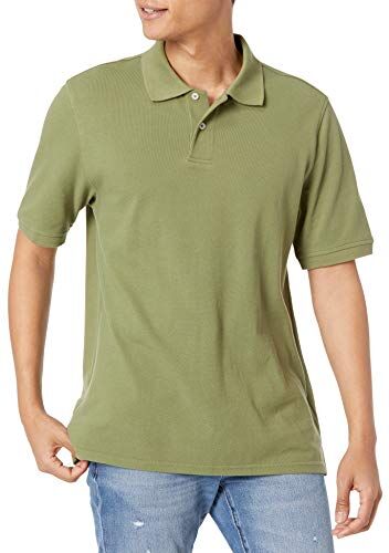 Amazon Essentials Polo in Cotone piqué dalla vestibilità Regolare (Disponibile nelle Taglie Big & Tall) Uomo, Verde Oliva Chiaro, XS