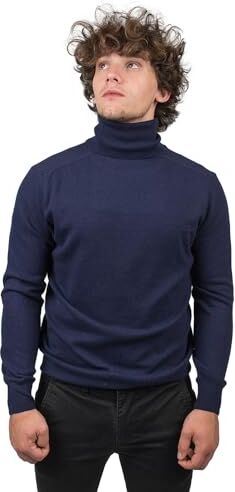 DALLE PIANE CASHMERE Dolcevita Misto Cashmere, Made in Italy Uomo, Colore: Blu, Taglia: 3XL