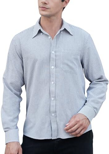 HISDERN Camicia da Uomo a Maniche Lunghe Oxford Camicie con Tasche Classiche Casual Cotone Camicia Regular Fit XL