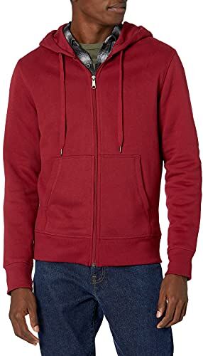 Amazon Essentials Felpa in Pile con Cappuccio e Cerniera Intera (Disponibile nelle Taglie Big & Tall) Uomo, Rosso, M