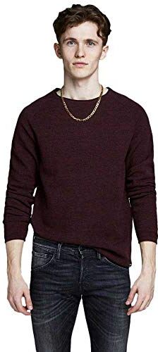 Jack & Jones NOS Jjehill Knit Crew Neck Noos Felpa, Rosso (Port Royale Detail: Twisted with Black), X-Large Uomo