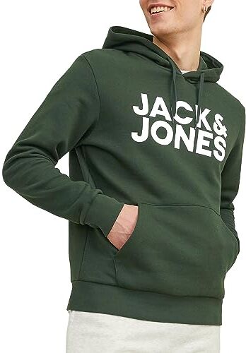 Jack & Jones Jjecorp Logo Sweat Hood Noos Felpa, Verde (Mountain View), L Uomo