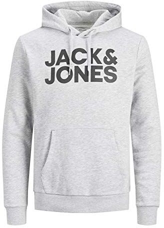 Jack & Jones Felpa da uomo con cappuccio e logo, grigio., XL