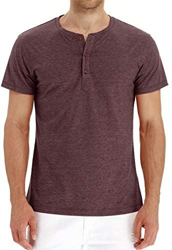 Cabeen Henley Uomo T-Shirt Manica Corta Casuale Maglietta Cotone con Bottoncini Collo Grandad