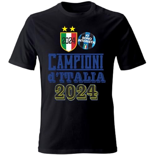 ORIGINAL FAKE Maglietta Colore Nero con Stampa Campioni dItalia 2024 Taglie M Colore Nero