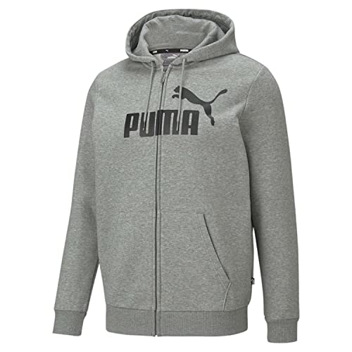 Puma Felpa con zip integrale e logo grande Essentials uomo XXL Medium Gray Heather