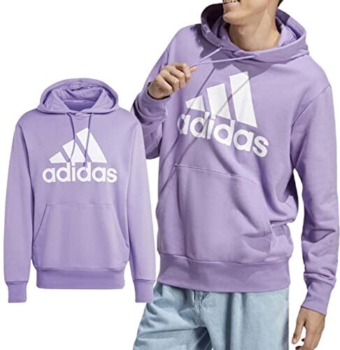 Adidas Essentials French Terry Big Logo Hoodie Felpa con cappuccio, Violet Fusion, L Uomo