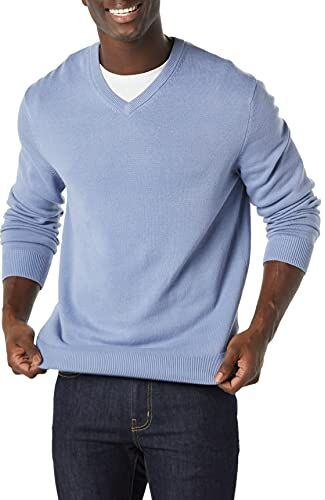 Amazon Essentials Maglione con Scollo a V (Disponibile in Taglie Extra Forti) Uomo, Blu Chiaro, XS