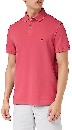 Tommy Hilfiger 1985 Regular Polo  Maniche Corte, Rosso (Deep Crimson), L Uomo