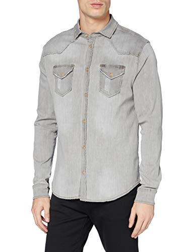 Brandit Jeans Uomo Camicia Riley Maglietta Denim Grigio (Denim 169), 3XL