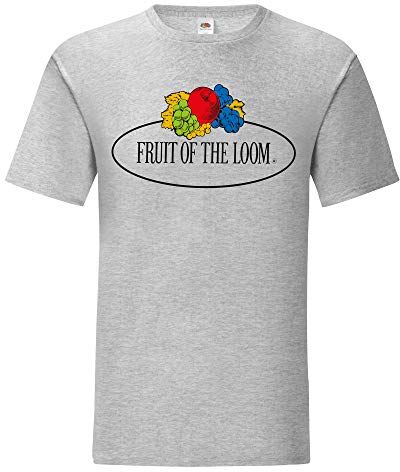 Fruit of the Loom Maglietta Iconic 150 con logo vintage sul petto, Grigio mélange logo vintage grande, XXL