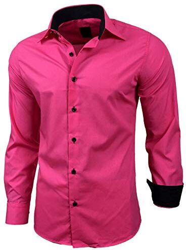 Baxboy R-44, camicia da uomo a maniche lunghe, slim fit, facile da stirare, per lavoro, matrimonio, tempo libero rosa. xxl