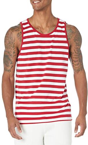 Amazon Essentials Top a Canotta Regular Fit Uomo, Rosso/Bianco, XXL