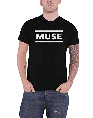 Rock Off officially licensed products Muse T Shirt Bianca Band Logo Nuovo Ufficiale Uomo Nero Size M