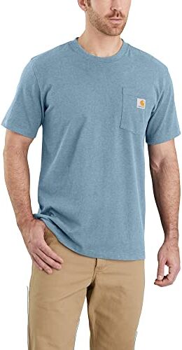 Carhartt T-Shirt Pesante K87 Con Taschino, Vestibilità Comoda, Manica Corta, Uomo, Blu (Alpino Heather), XS