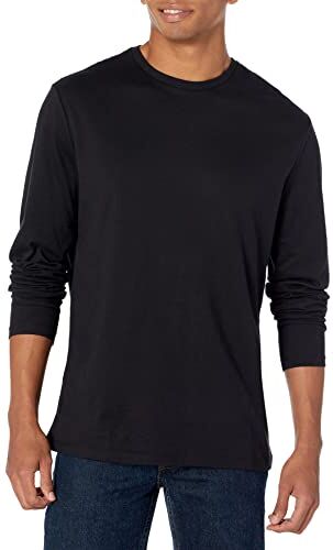 Amazon Essentials T-Shirt a Maniche Lunghe Slim Uomo, Nero, M