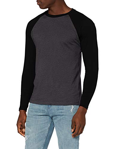 Urban Classics Raglan Contrast LS T-Shirt, Carbone/Nero, XL Uomo