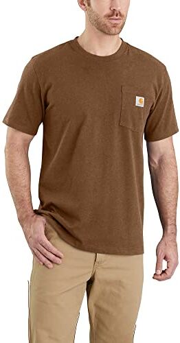 Carhartt T-Shirt Pesante K87 Con Taschino, Vestibilità Comoda, Manica Corta, Unisex Adulto, Marrone (Noce Oliato Heather), M