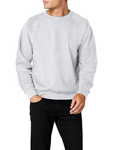 Fruit of the Loom Raglan Sweatshirt, Felpa Uomo, Grigio, Large