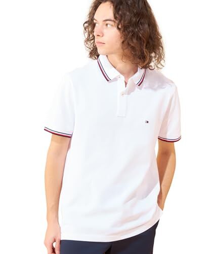 Tommy Hilfiger Maglietta Polo Maniche Corte Uomo Core Tommy Tipped Slim Fit, Bianco (White), L