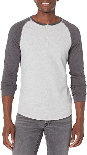 Amazon Essentials Maglia con Collo Serafino a Maniche Lunghe Slim Uomo, Carbone Puntinato Grigio Chiaro Puntinato, XS