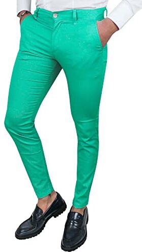 Evoga Pantaloni Uomo Estivi Slim Fit Casual Eleganti in Cotone (54, Verde Chiaro)