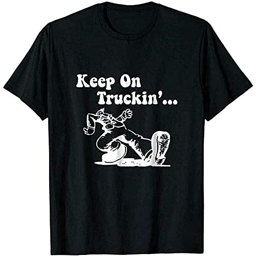 YUNMEI Robert Crumb Keep On Truckin Funny Comic Gift for Fans Funny Gift Crewneck Men's Tee Adult Unisex 100% Cotton Short Sleeve T-Shirt Black M