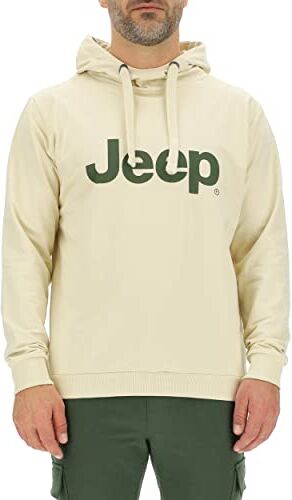 Jeep Felpa con Cappuccio J Stampa Grande J23S Uomo Almond/Rifle Green M