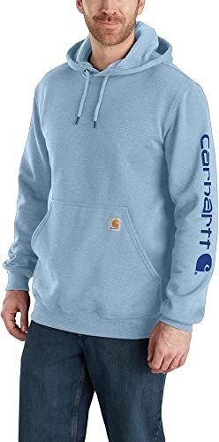 Carhartt Felpa Vestibilità Ampia, Media Pesantezza, Con Logo Sulla Manica, Uomo, Blu (Alpino Heather), L