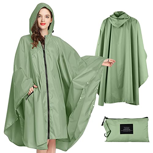 Lively Life Poncho Pioggia Impermeabile per Adulti, Multiuso Mantella Antipioggia con Cappuccio Packable Telo Riparo a Terra Foglio Ideale per Campeggio all'aperto Pesca Verde