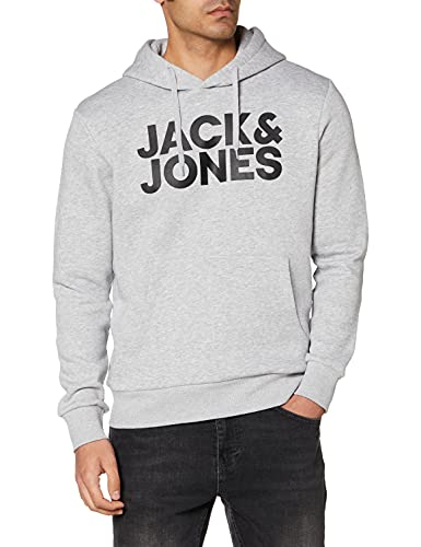 Jack & Jones Jjecorp Logo Sweat Hood Noos Felpa, Grigio (Light Grey Melange), XL Uomo