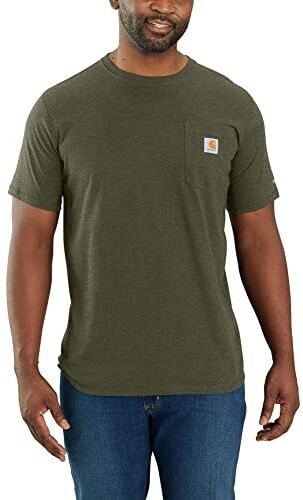 Carhartt Force Relaxed Fit Midweight Short-Sleeve Pocket T-Shirt, T-Shirt da Lavoro Uomo, Basil Heather,