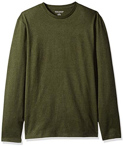 Amazon Essentials T-Shirt a Maniche Lunghe Slim Uomo, Verde Oliva Puntinato, XXL