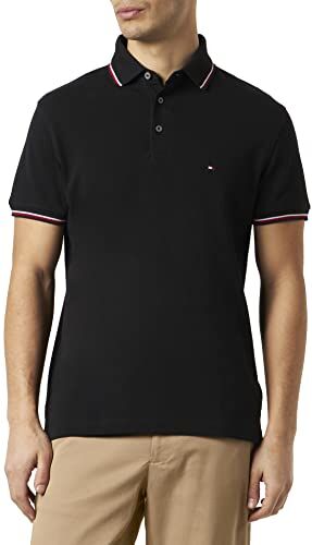 Tommy Hilfiger 1985 RWB TIPPED SLIM POLO, Maglietta Polo Maniche Corte, Uomo, Black, L