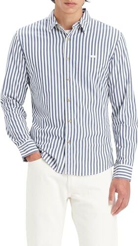 Levis Long-Sleeve Battery Housemark Slim, Uomo, Dean Stripe Estate Blue, M