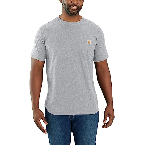 Carhartt , Pocket T-shirt a manica corta Force®, Relaxed Fit Uomo, Heather Grey , S