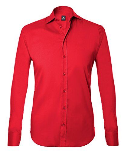 Tina Ferrà Camicia Uomo Elegante, vestibilità Regular, Camicie da Uomo in Cotone Manica Lunga, Sottogiacca Uomo, Camicia Artigianale Sartoria Napoletana (Rosso 40)