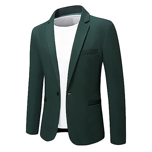 Allthemen Blazer da Uomo Slim Fit con Un Bottone Suit Jacket Giacca Elegante Formale for Wedding Business Evening da Lavoro Verde M