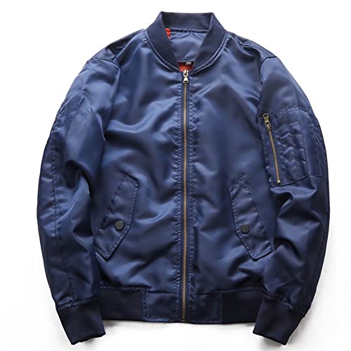 OXITA Giacca da lavoro Lightweight Jackets For Men Bomber Jacket Glossy Zipper Casual Outdoor (Color : Navy blue, Size : M)