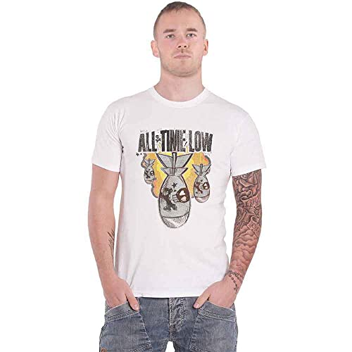 All Time Low T Shirt da Bomb Band Logo Nuovo Ufficiale Unisex Bianca Size M