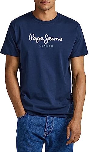 Pepe Jeans Eggo Maglietta da Uomo a Manica Corta Regular Fit, Blu (Navy), XS