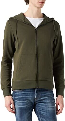 Jack & Jones Jjebasic Sweat Zip Hood Noos Felpa Sportiva con Cappuccio, Verde (Night Forest), M Uomo