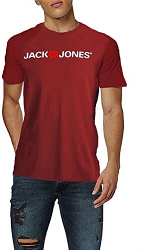 Jack & Jones Classica T-Shirt da Uomo, Rosso (Red Dahlia)., XS